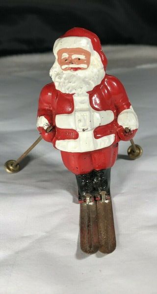 Vintage Lead Rare Barclay " Santa On Skis " Near Plus