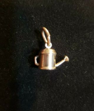 Vintage Silver Plant Watering Can Charm Or Pendant,  Stainless Steel