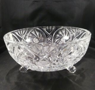Collectible 24 Leaded Crystal Bowl - Hand Cut & Etched Stars With Tag - Poland