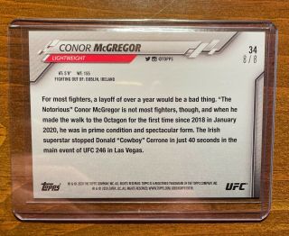 Conor McGregor 2020 Topps UFC Ruby Red Parallel 8/8 Rare 2