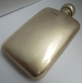 Large Heavy English Antique 1910 Solid Silver Hip Spirit Flask For Repair