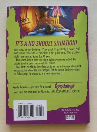 Goosebumps 54 Don ' t Go To Sleep Stine 1997 Series NO Cards/Bookmark 2