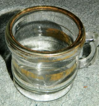 Vintage Solid Glass With Gold Trim Mustache Shaving Mug Or Cup