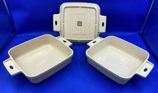 (2) Vintage Littonware Microwave Cookware 1 Qt Casserole Square Dish 39274 39275
