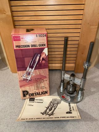Vintage Sears Craftsman Precision Drill Guide By Portalign - 9 - 11224 With Manuel