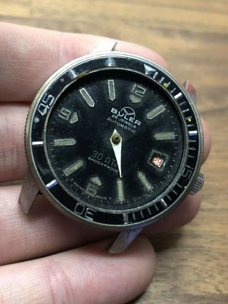 (93) Rare Vintage Buler 30 Atm 1314 Ac 1970s Divers Gents Wristwatch