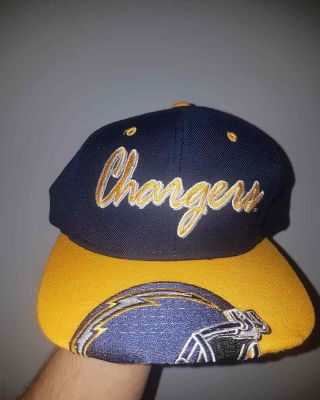 Vintage 90s San Diego Chargers Script Helmet Brim Starter Snapback Hat Cap