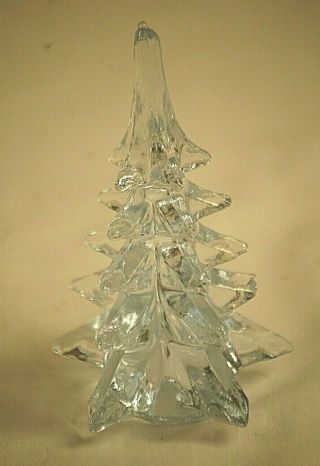Mini Clear Crystal Art Glass Evergreen Christmas Tree Holiday Ornament Vintage