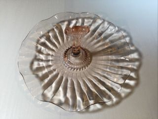 Vintage Pink Depression Glass Serving Plate With Handle
