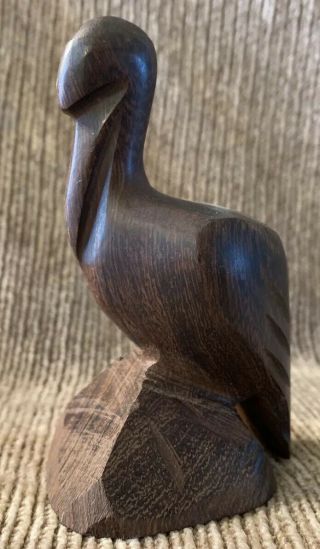 Vintage Hand Carved Wood Wooden Ironwood Pelican Figurine Statue 4”