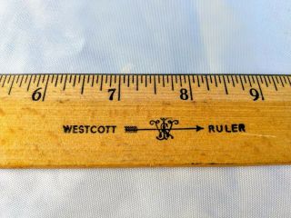 Vintage Westcott 15 " Ruler Made In Usa Wood Old Logo With Metal Edge