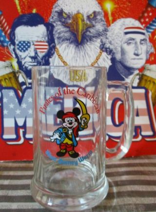 Mug Walt Disney World Vintage Mickey Mouse Pirates Of The Caribbean Ride Glass