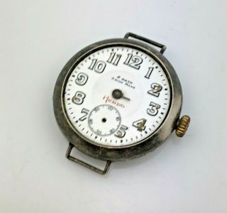 Rare Hebdomas " Hebdo " 8 Day 1920s Mens 0.  935 Silver 34.  5mm Wristwatch