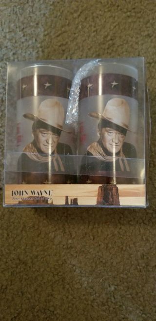 Nib John Wayne The Duke Glass Tumblers Vintage Brown Vandor Veryrare Collectible