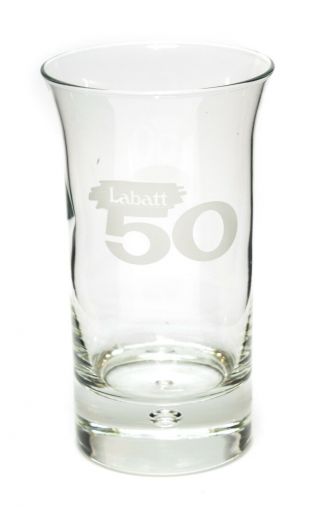 Vintage Labatt 50 Ale Beer Glass White Logo Heavy Basse With One Middle Bubble