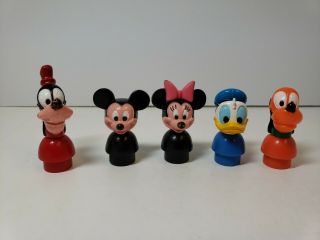 Vintage Fisher Price Little People Disney Mickey Goofy Pluto Donald Minnie - Vgc
