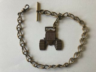 Vintage Allis Chalmers Tractor Pocket Watch Fob With Chain Milwaukee Wisconsin