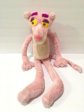 Vintage Pink Panther Plush Stuffed Animal Yellow Eyes 24” Large Collectible Toy