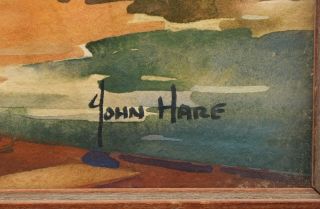 Antique JOHN CUTHBERT HARE Provincetown Mass Fishing Boat Wharf Harbor Painting 4