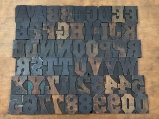 Large Antique Vtg Page & Co Fancy Wood Letterpress Print Type Block Letter Set