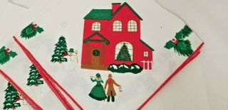 Vintage Christmas Cloth Napkins - Set Of 5 - Home,  Snowman,  Packages,  Snowflakes