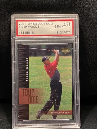 2001 Upper Deck Golf 176 Tiger Woods Rc Rookie Psa 10 Gem