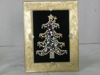 Vintage Jewelry Christmas Tree Framed Table Top Hand Crafted Pretty