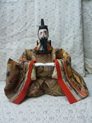 Jd108 Japanese Antique Emperor Jinmu Tenno Musha Hina Doll Ningyo Early 20th C.