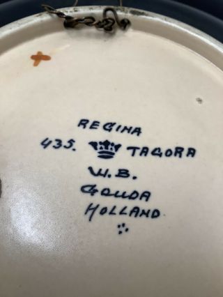 Gouda Regina Ceramic Round Platter Plaque.  Art Deco.  Holland Antique 2