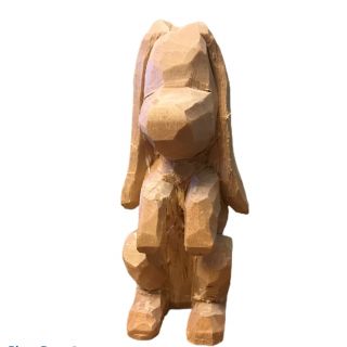 Vintage Hand Carved Wood Puppy Dog Sculpture Figurine Cabin Unpainted Decor