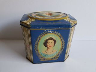 Queen Elizabeth Coronation 1953 Tin Gray Dunn Biscuit Vintage