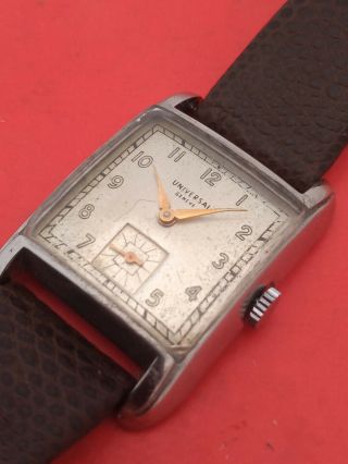 Universal Geneve Men Art Deco Wrist Watch,  Square S.  Steel
