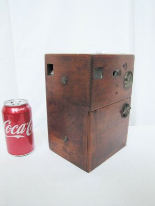 Very Old Antique Wooden Box Camera With Lens