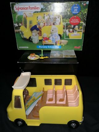 Sylvanian Families Nursery School Bus With Some Accessories And Box