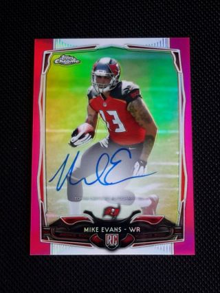 2014 Mike Evans Topps Chrome Rc Auto Pink Refractor /75 Rookie Autograph Sp