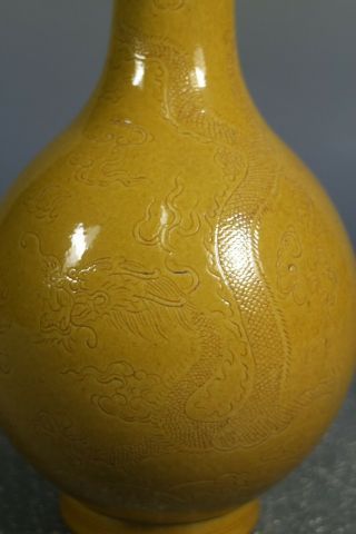 chinese yellow glaze porcelain carved vase 2