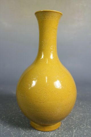 chinese yellow glaze porcelain carved vase 4