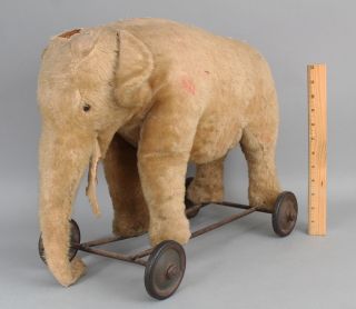 Large Antique Early 20thc Steiff Ride On White Mohair Elephant Toy,