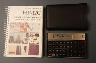 Hp Hewlett Packard 12c Financial Calculator With Sleeve,  Vintage Usa April 1986