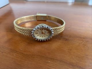 Stunning Vintage Ladies Gold Deauville Armitron Quartz Wristwatch Italy Diamonds