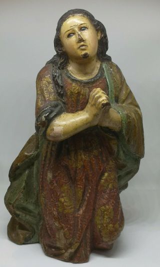 19th Possibly 18th? Century Carved Figure Of A Saint With Paint