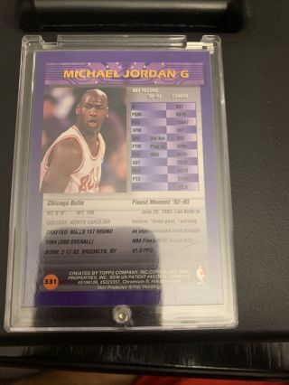 1994/95 TOPPS FINEST MICHAEL JORDAN 331 W/ Protective Coating And Casing 3