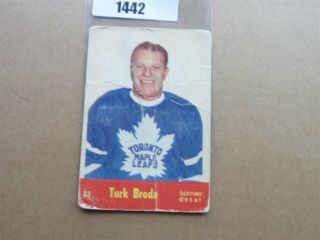 Vintage Hockey Card Parkhurst 1955 Turk Broda Toronto Maple Leaf No1442