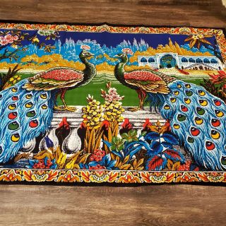 Vintage Tapestry Wall Hanging Peacock From Turkey 61 