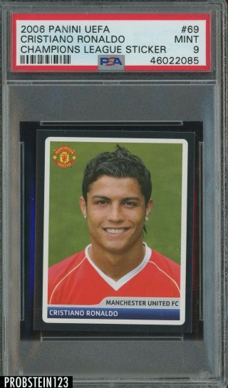 2006 Panini Uefa Champions League Soccer Sticker 69 Cristiano Ronaldo Psa 9