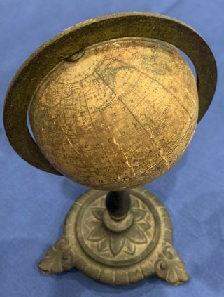 Schedler 1868 Terrestrial 4 Inch Globe Ornate Base