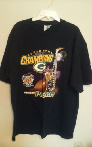 Vintage 1997 Bowl Xxxi Champion Green Bay Packers T - Shirt Sz 2xl Black