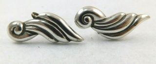 Vintage Signed J.  Comez Taxco Mexico Sterling Silver Screw Back Earrings