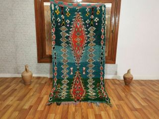 Vintage Handmade Moroccan Berber Rug Shaggy Amazigh Cotton Carpets 3ft 7 X 7ft 6