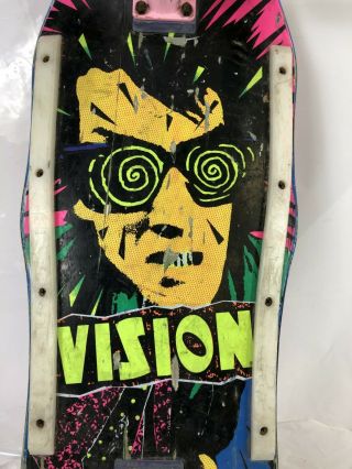 Vintage 1980 ' s Vision Psycho Stick Skateboard Complete w/ Vision Shredder Wheels 3